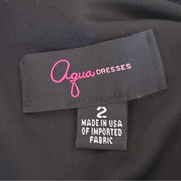 AQUA Women's Cocktail Dress Size 2 Black Metallic Sleeveless V-Neck Sheath - Picture 4 of 4